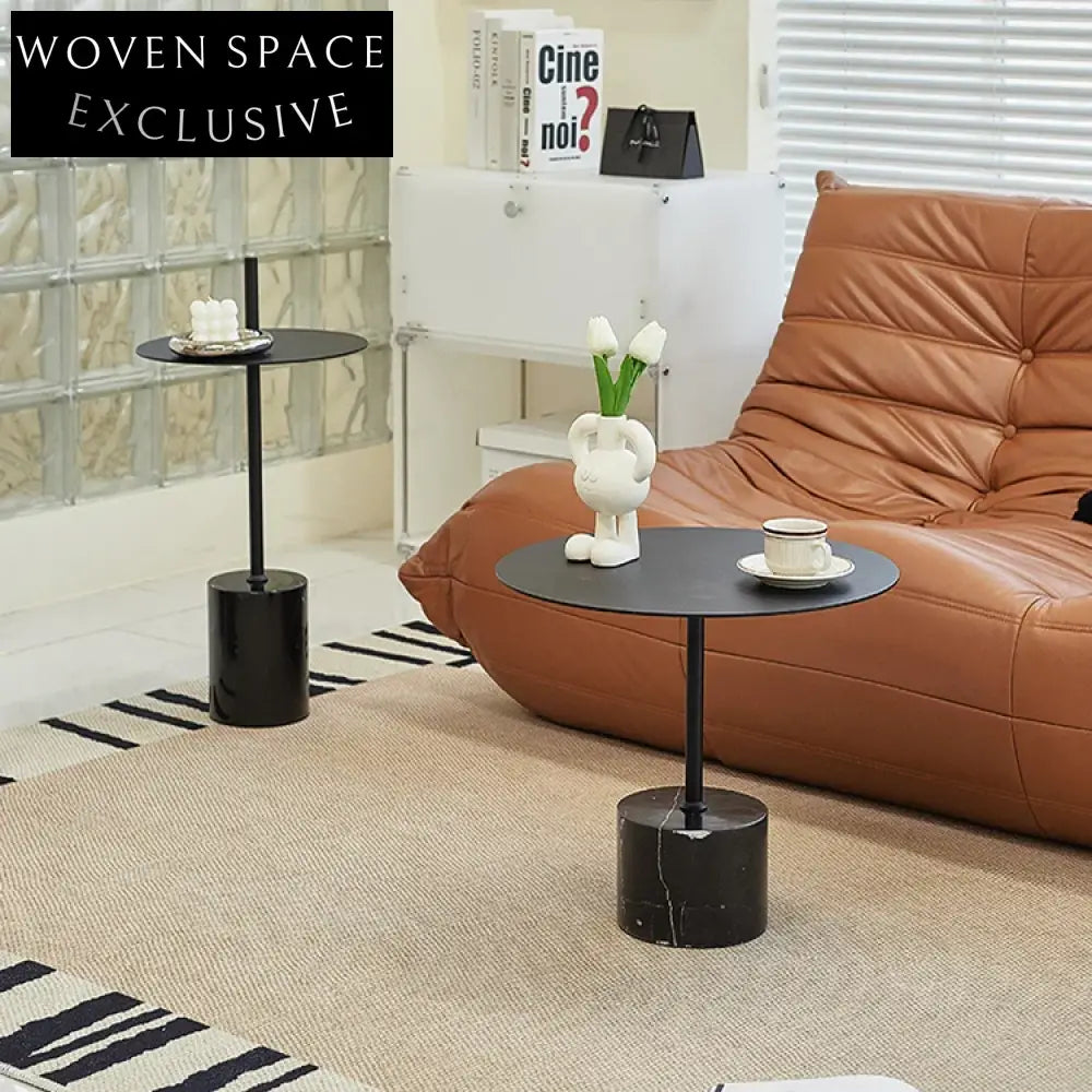 Modern Nordic Iron Art Marble Round Side Table for Living Room Decor