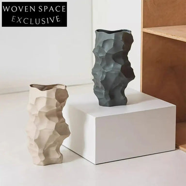 Modern Nordic Irregular Handmade Ceramic Flower Vase Set for Artistic Home Decor