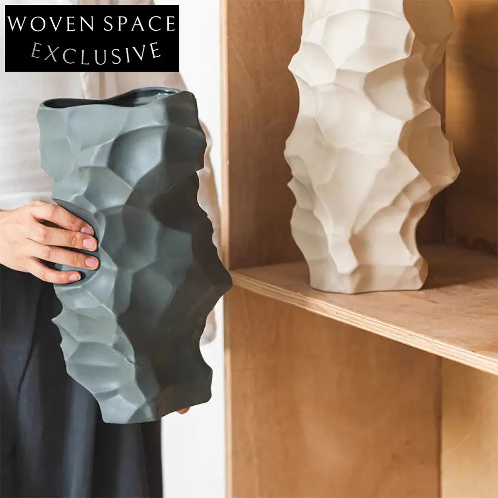 Modern Nordic Irregular Handmade Ceramic Flower Vase Set for Artistic Home Decor