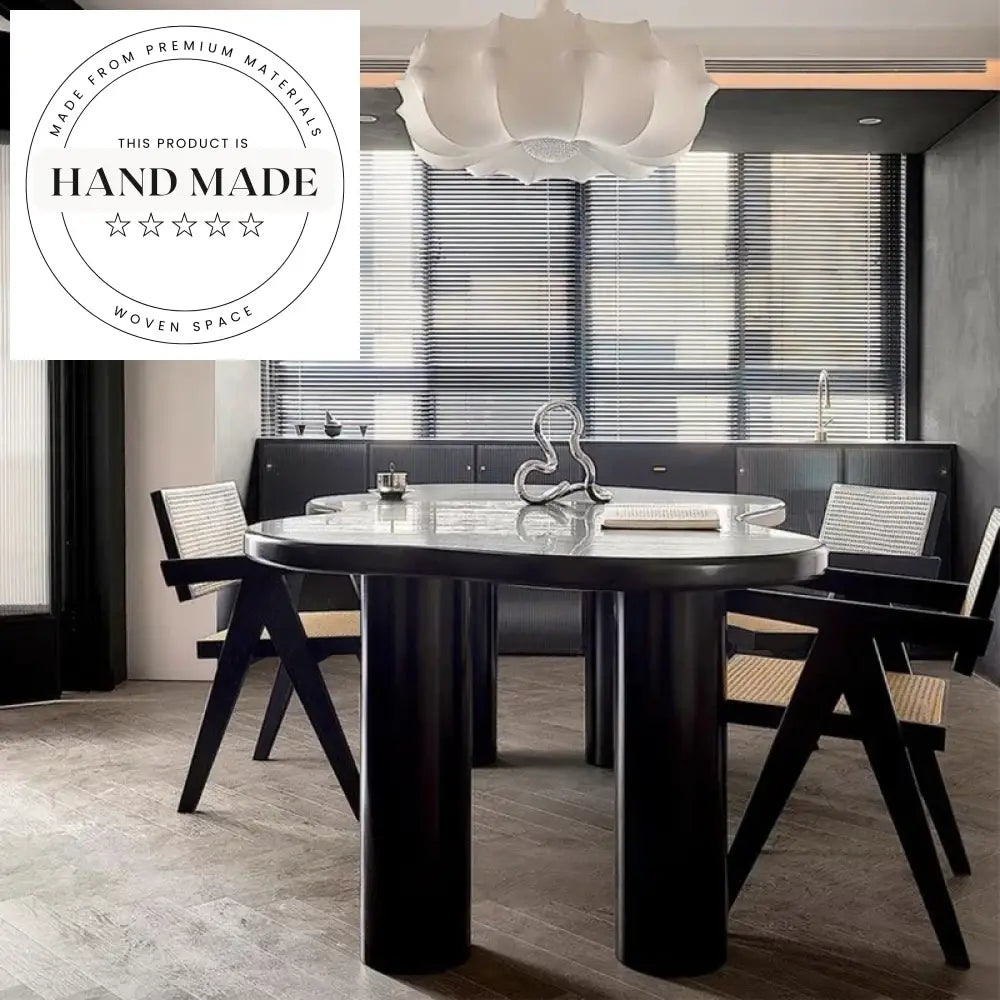 Modern Nordic Irregular Shape Solid Wood Black 6 Seater Dining Table