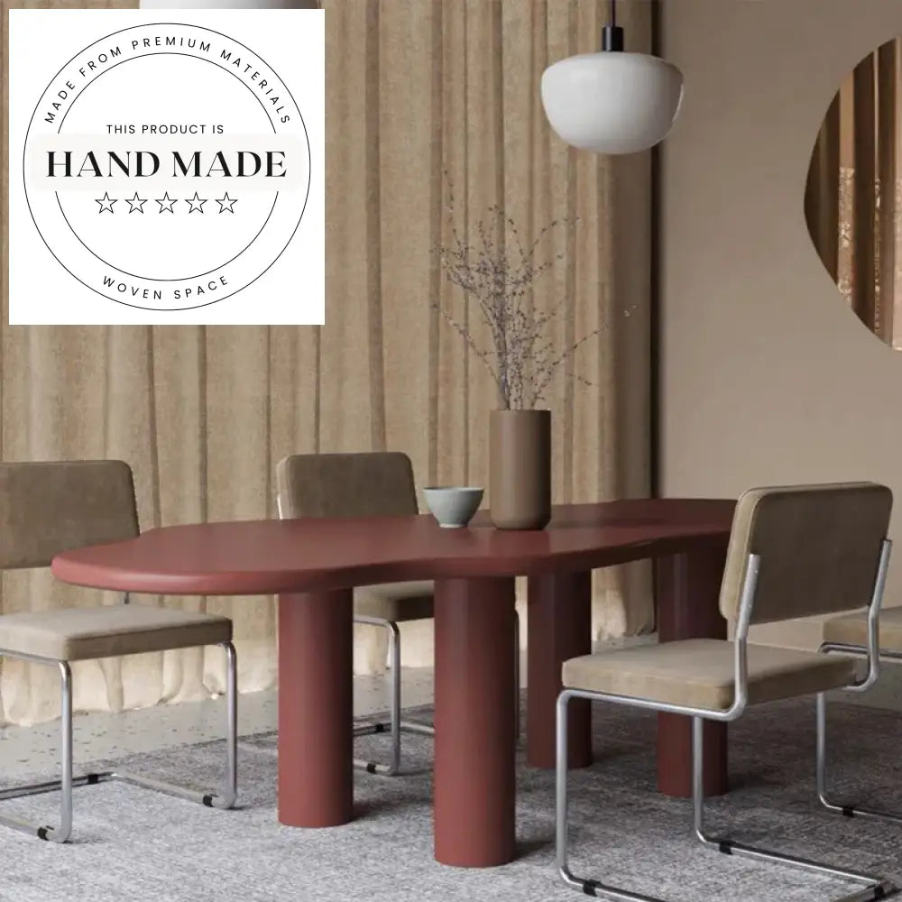 Modern Nordic Irregular Shape Solid Wood Black 6 Seater Dining Table