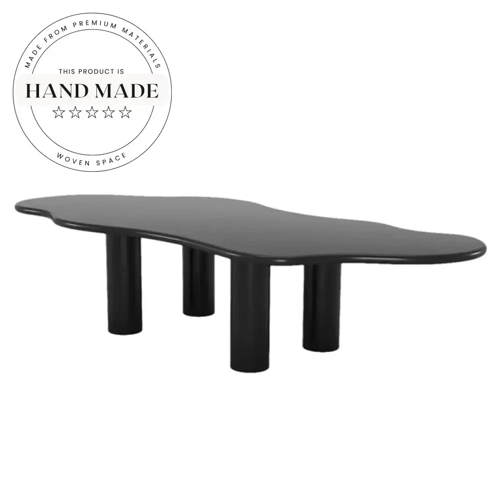 Modern Nordic Irregular Shape Solid Wood Black 6 Seater Dining Table