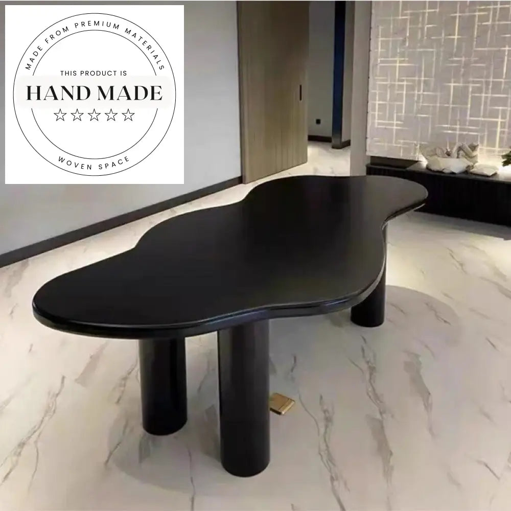 Modern Nordic Irregular Shape Solid Wood Black 6 Seater Dining Table