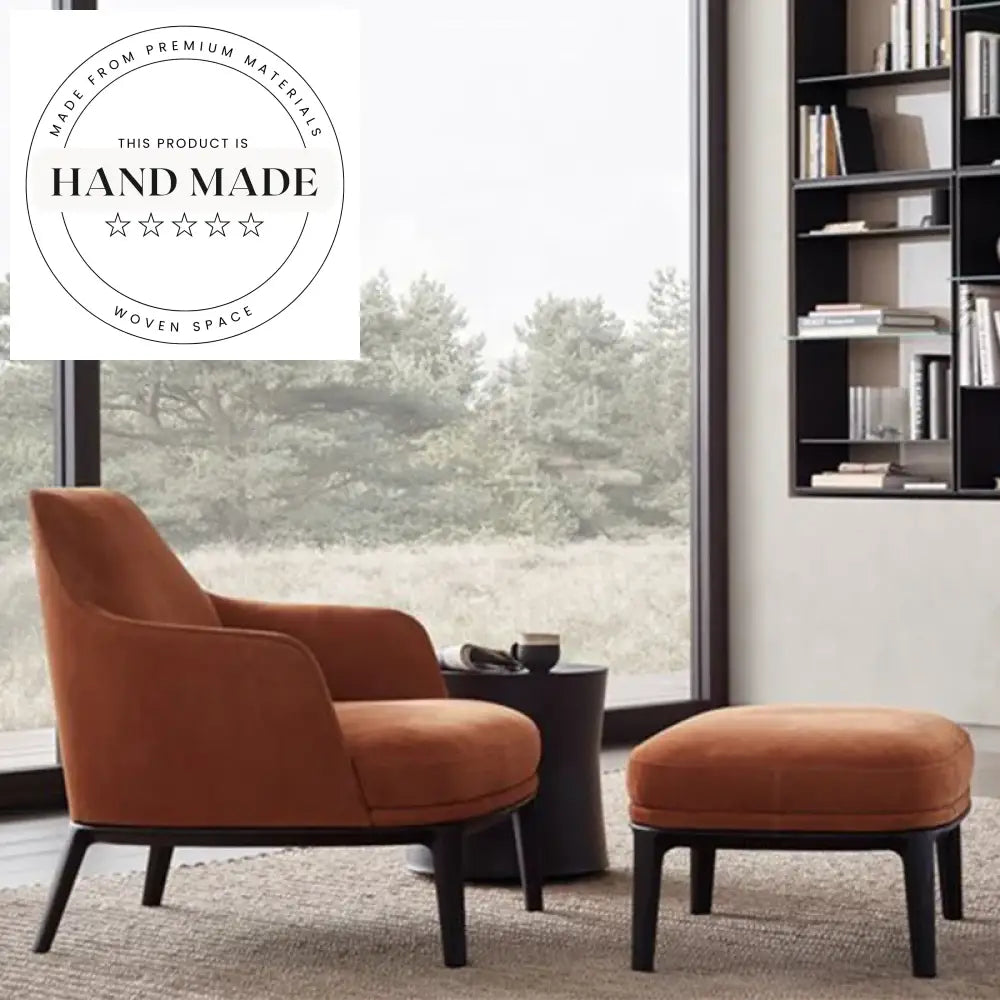 Modern Nordic Italian Fabric Recliner Accent Chair with Solid Wood Frame