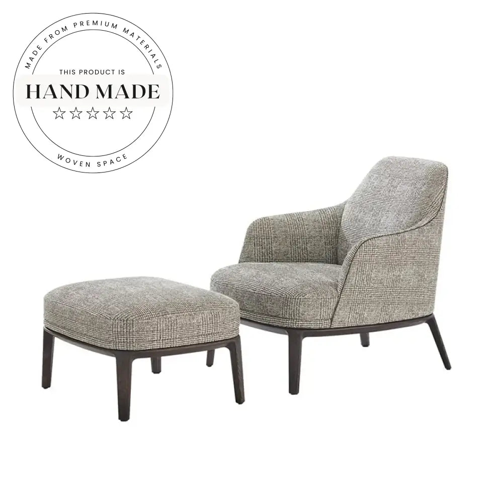 Modern Nordic Italian Fabric Recliner Accent Chair with Solid Wood Frame