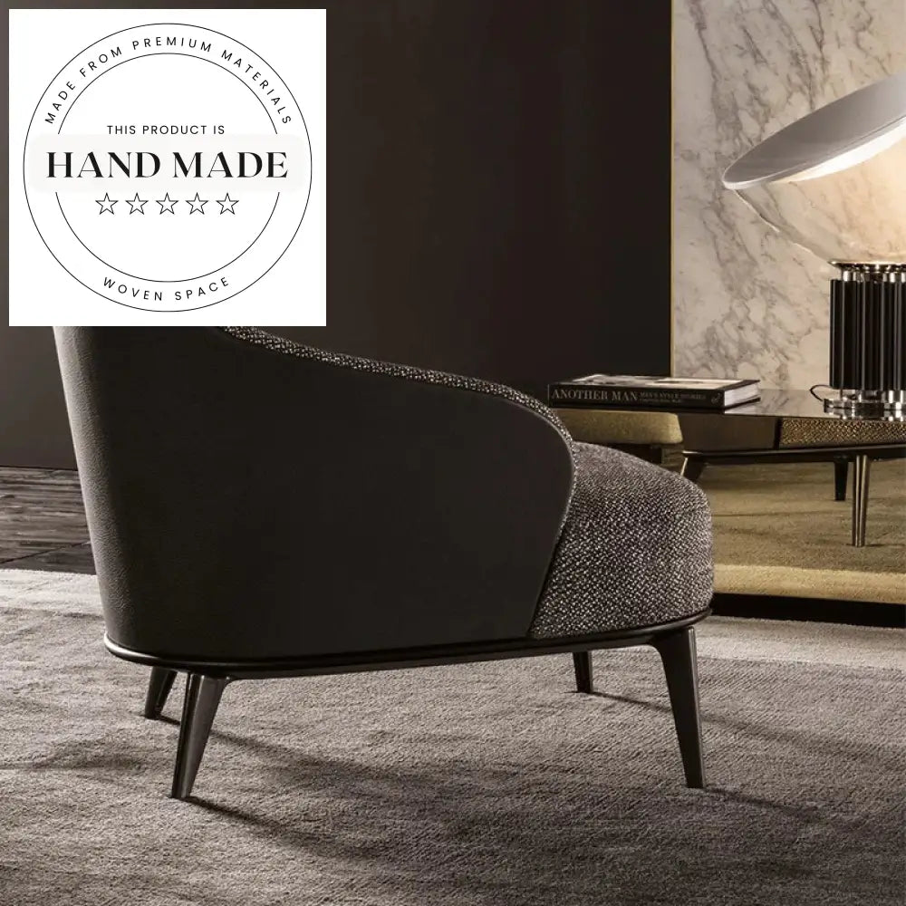Modern Nordic Italian Fabric Recliner Accent Chair with Solid Wood Frame