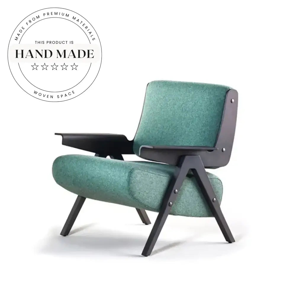 Modern Nordic Japandi Single Fabric Upholstered Wooden Lounge Sofa Chair