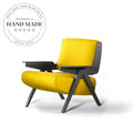 Modern Nordic Japandi Single Fabric Upholstered Wooden Lounge Sofa Chair