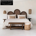 Modern Nordic King Size Solid Wood Bed with Rattan Headboard Platform Bed