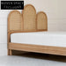 Modern Nordic King Size Solid Wood Bed with Rattan Headboard Platform Bed