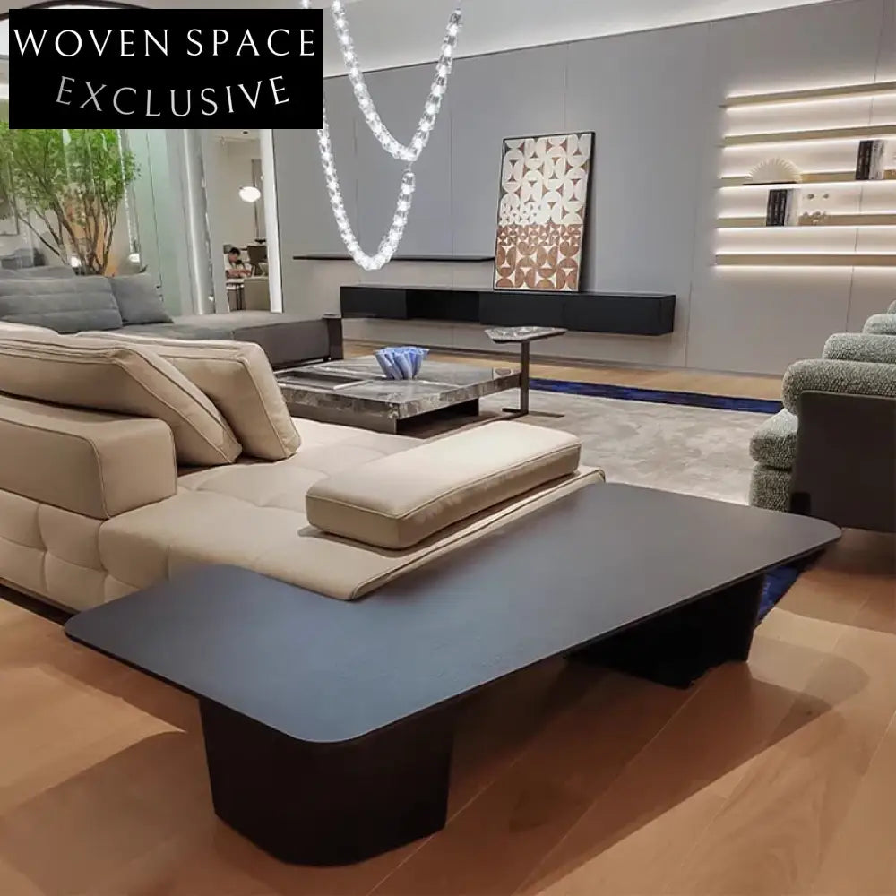 Modern Nordic L-Shaped Solid Wood Coffee Table with Marble Top