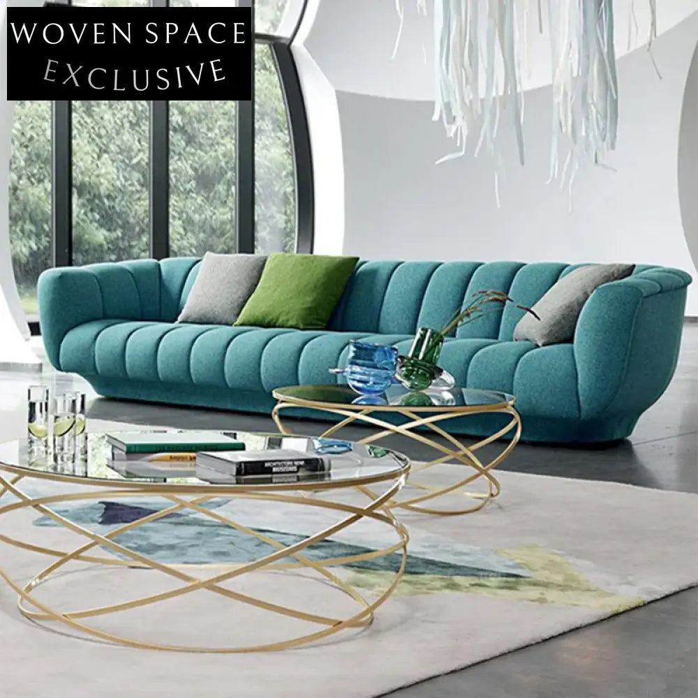 Modern Nordic Lamb Wool Fabric 3-Seater Living Room Couch
