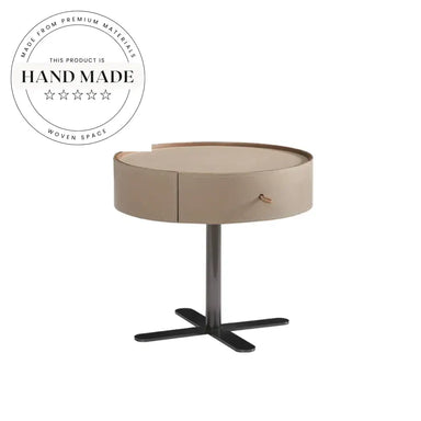 Modern Nordic Leather and Stainless Steel Bedside Storage Nightstand