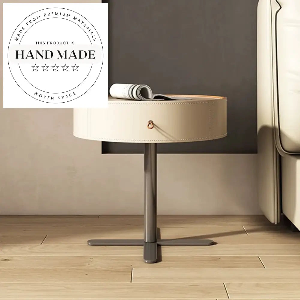 Modern Nordic Leather and Stainless Steel Bedside Storage Nightstand