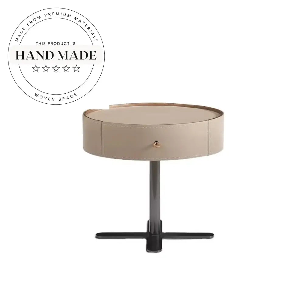 Modern Nordic Leather and Stainless Steel Bedside Storage Nightstand