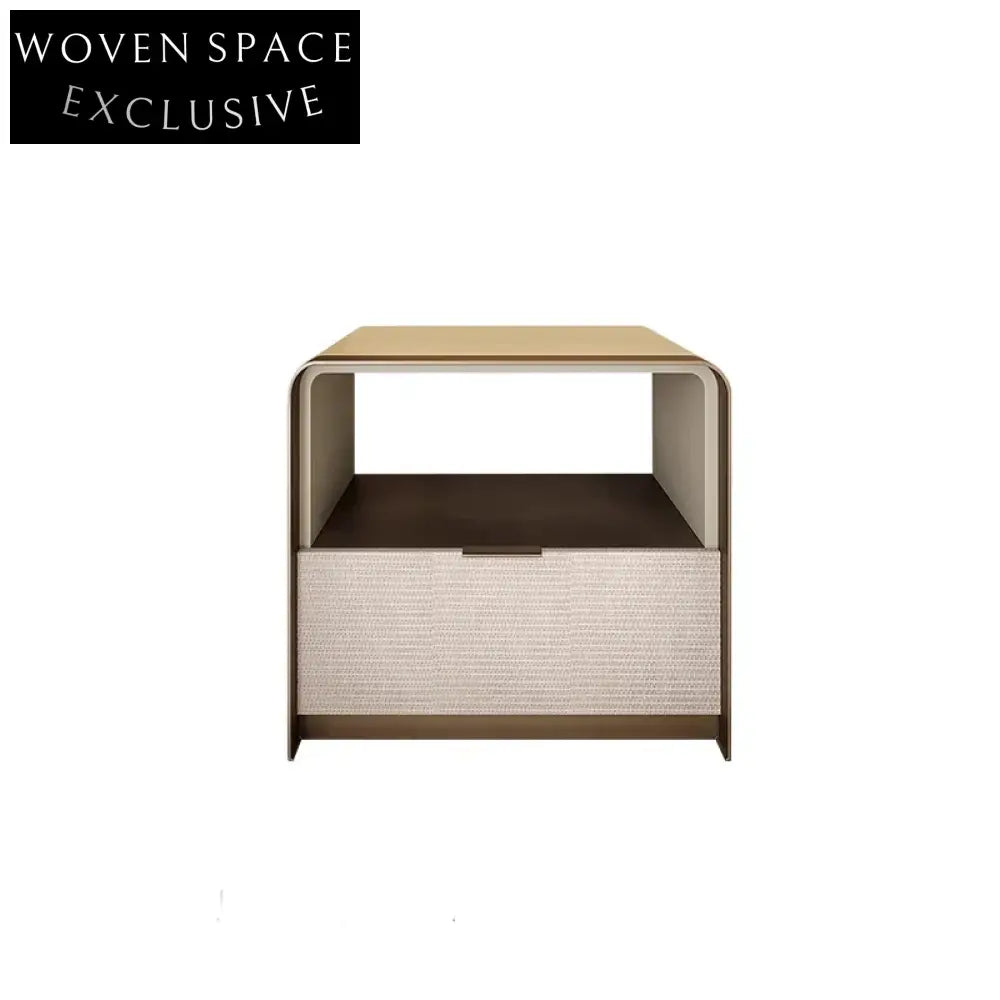Modern Nordic Leather Bedside Nightstand with Drawer, Elegant Bedroom Storage Side Table