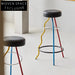 Modern Nordic Leather Round Kitchen Bar Stool with Black Metal Legs