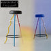 Modern Nordic Leather Round Kitchen Bar Stool with Black Metal Legs