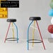 Modern Nordic Leather Round Kitchen Bar Stool with Black Metal Legs