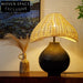 Modern Nordic LED Table Lamp with Rattan Shade for Bedroom Reading