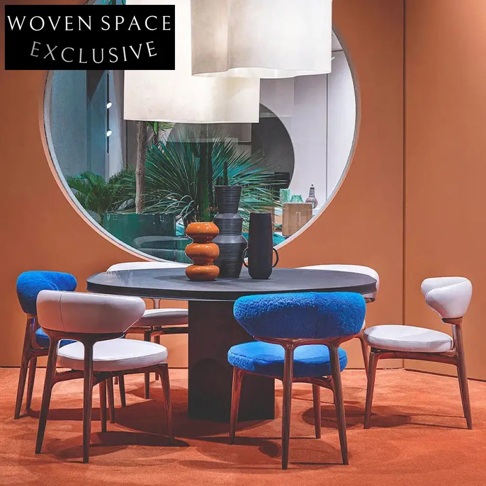Modern Nordic Linen Fabric Dining Chair with Solid Wood Legs Armrest