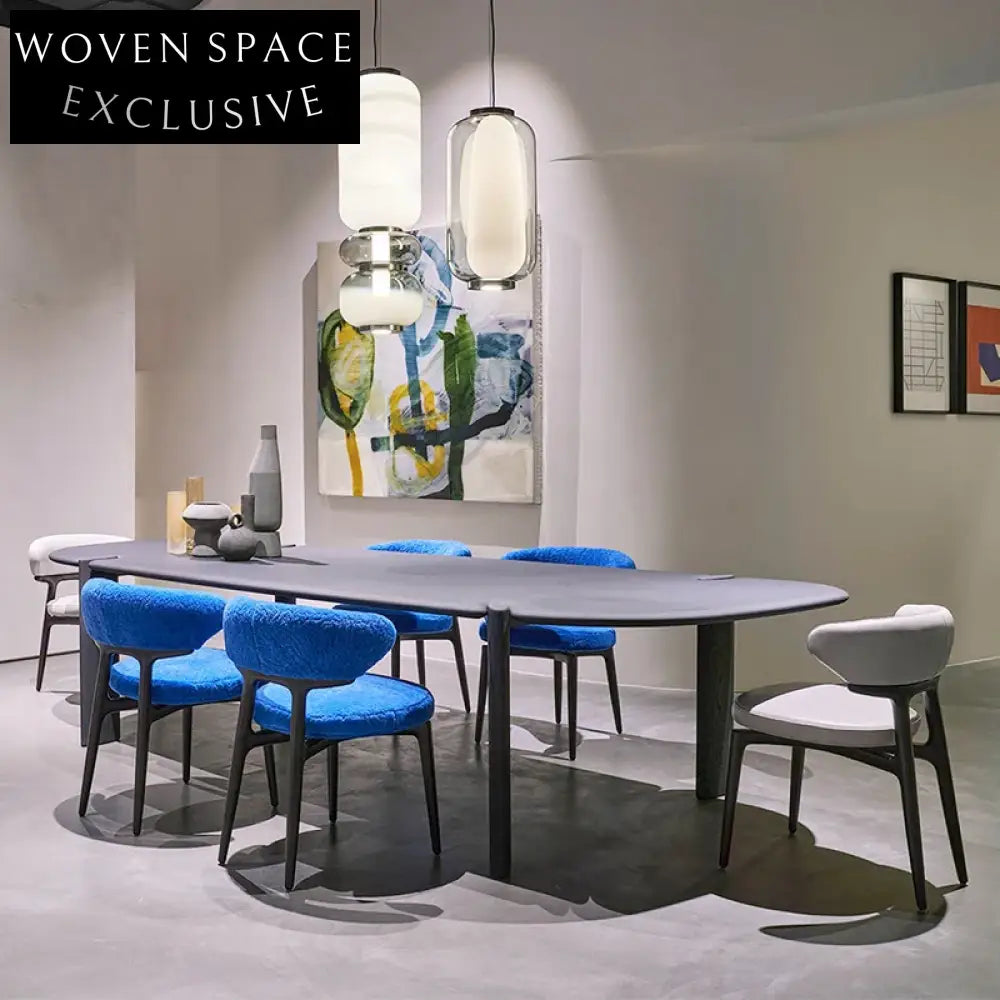 Modern Nordic Linen Fabric Dining Chair with Solid Wood Legs Armrest