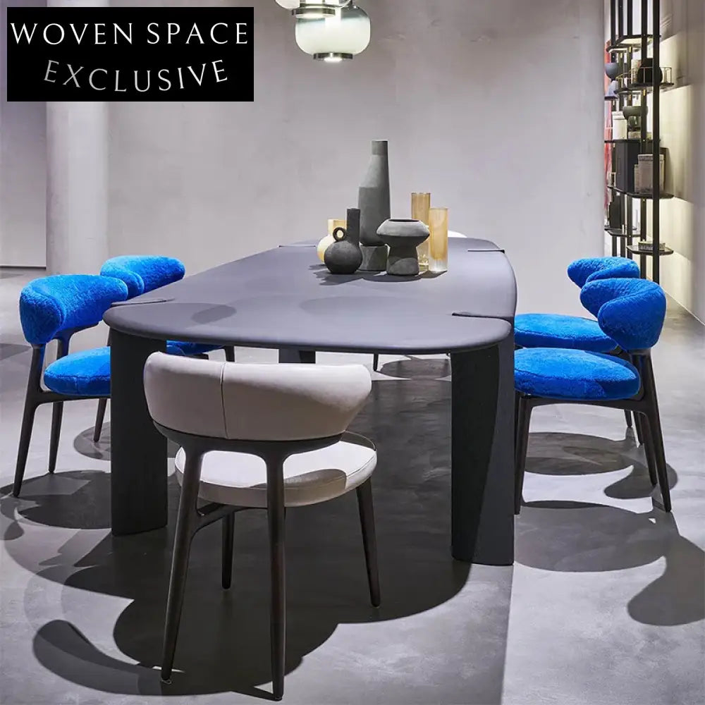 Modern Nordic Linen Fabric Dining Chair with Solid Wood Legs Armrest