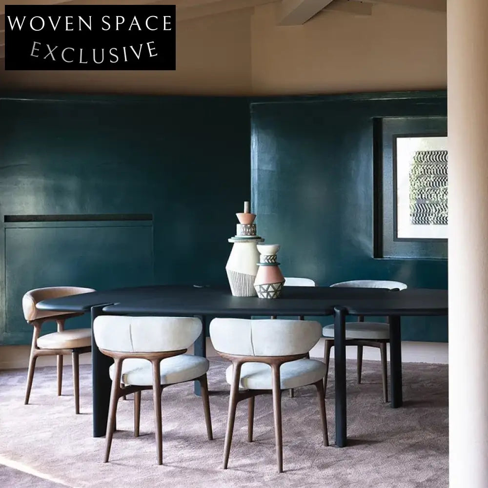 Modern Nordic Linen Fabric Dining Chair with Solid Wood Legs Armrest