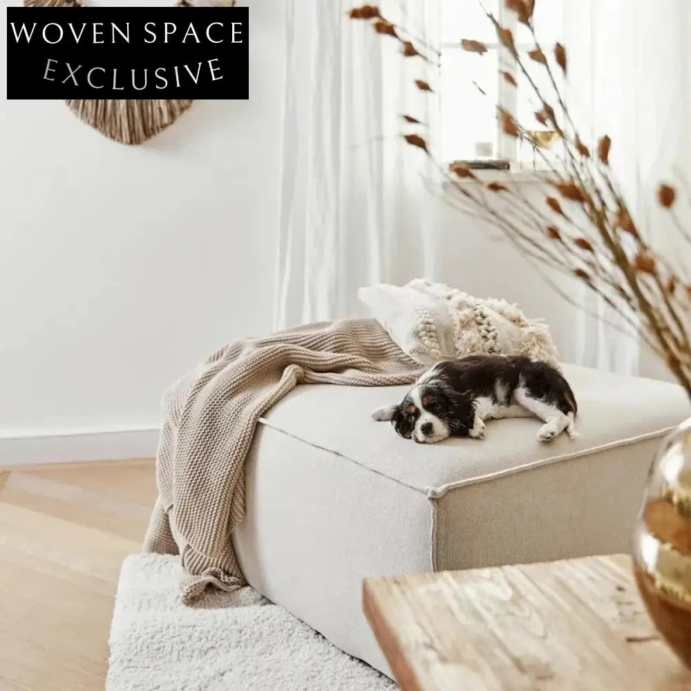 Modern Nordic Linen Fabric Ottoman Pouf, Round Square Floor Seat Stool