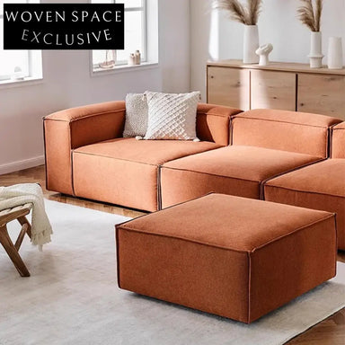 Modern Nordic Linen Fabric Ottoman Pouf, Round Square Floor Seat Stool