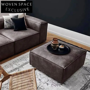 Modern Nordic Linen Fabric Ottoman Pouf, Round Square Floor Seat Stool