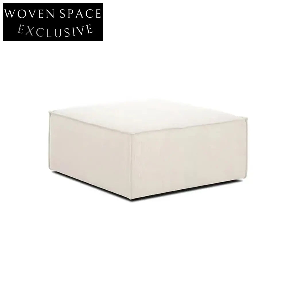 Modern Nordic Linen Fabric Ottoman Pouf, Round Square Floor Seat Stool