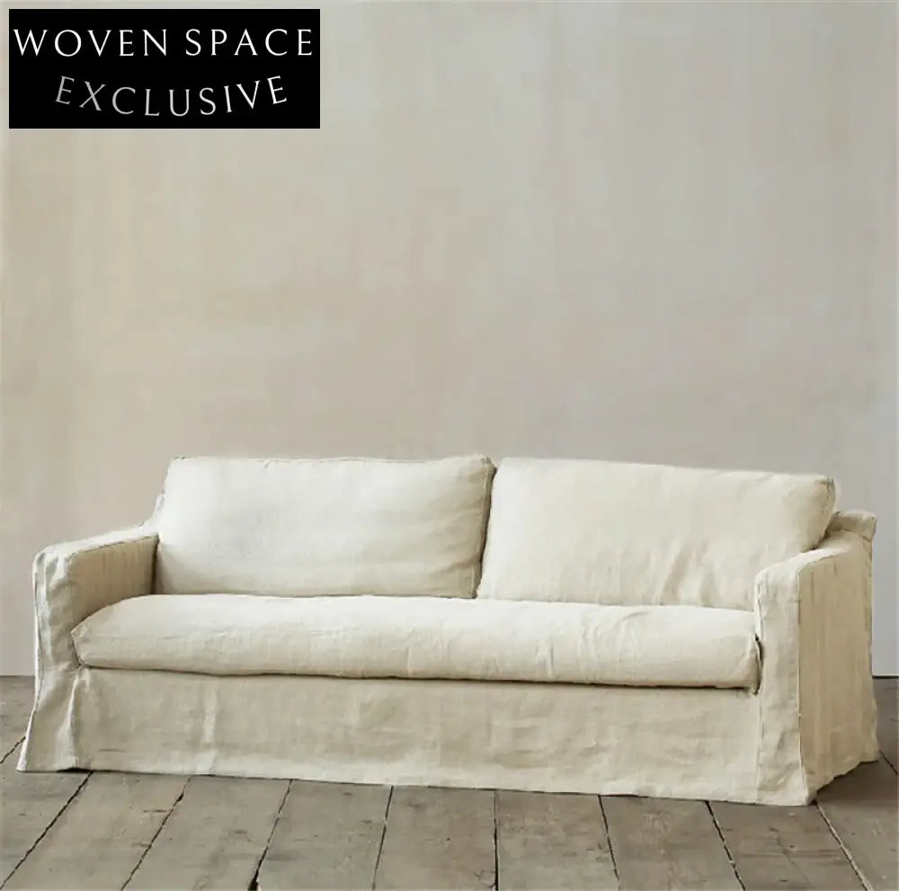 Modern Nordic Linen Fabric Loveseat Sofa with Washable Wabi-Sabi Style