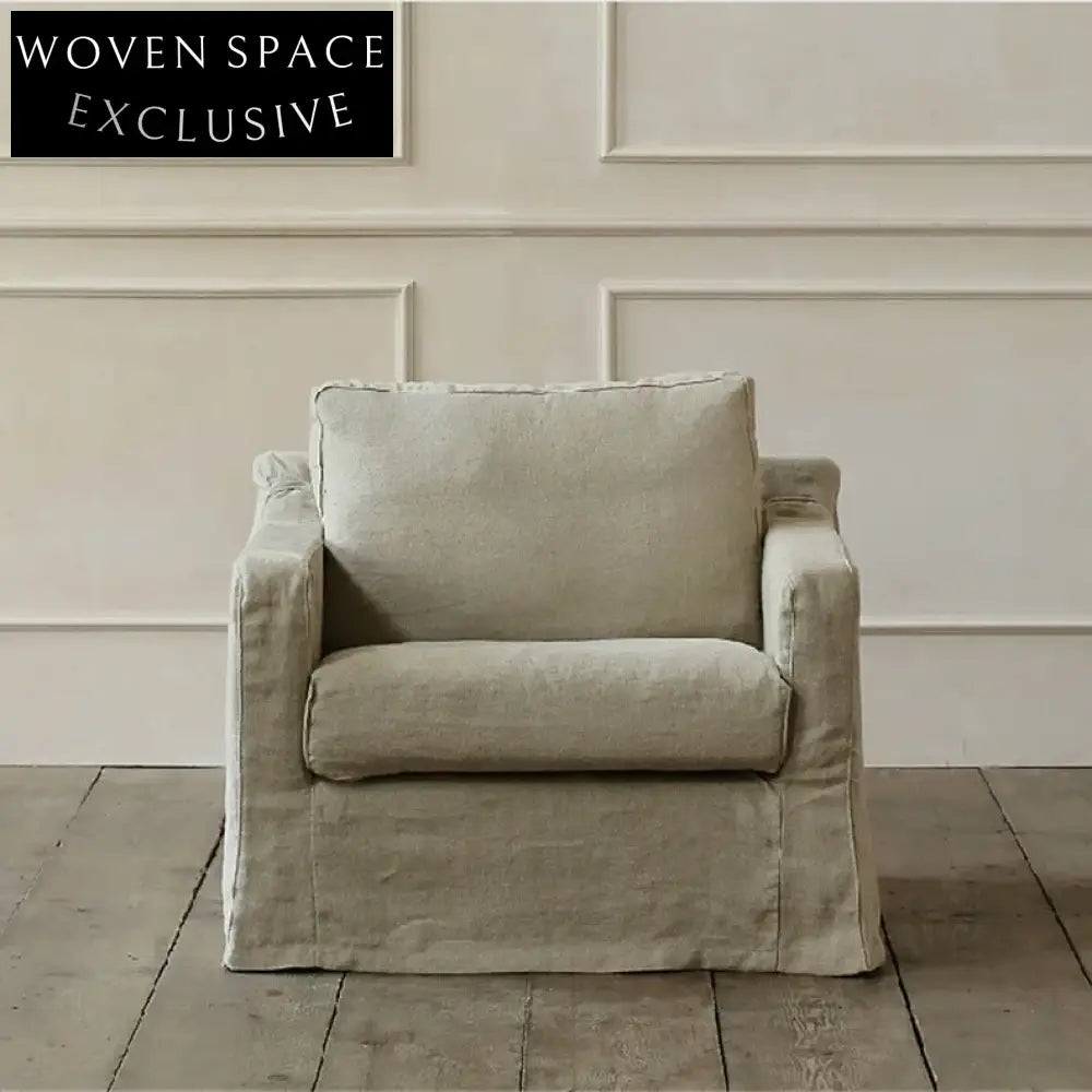 Modern Nordic Linen Fabric Loveseat Sofa with Washable Wabi-Sabi Style