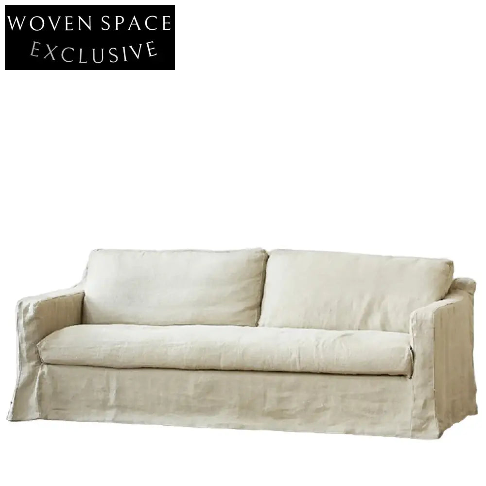 Modern Nordic Linen Fabric Loveseat Sofa with Washable Wabi-Sabi Style