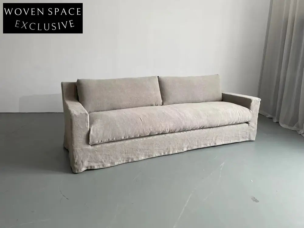 Modern Nordic Linen Fabric Loveseat Sofa with Washable Wabi-Sabi Style
