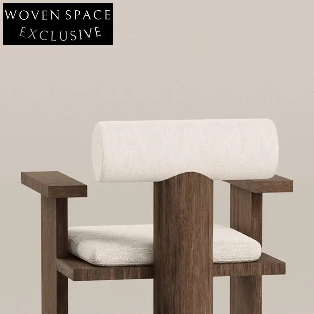 Modern Nordic Luxurious Boucle Upholstered Wooden Dining Accent Chair