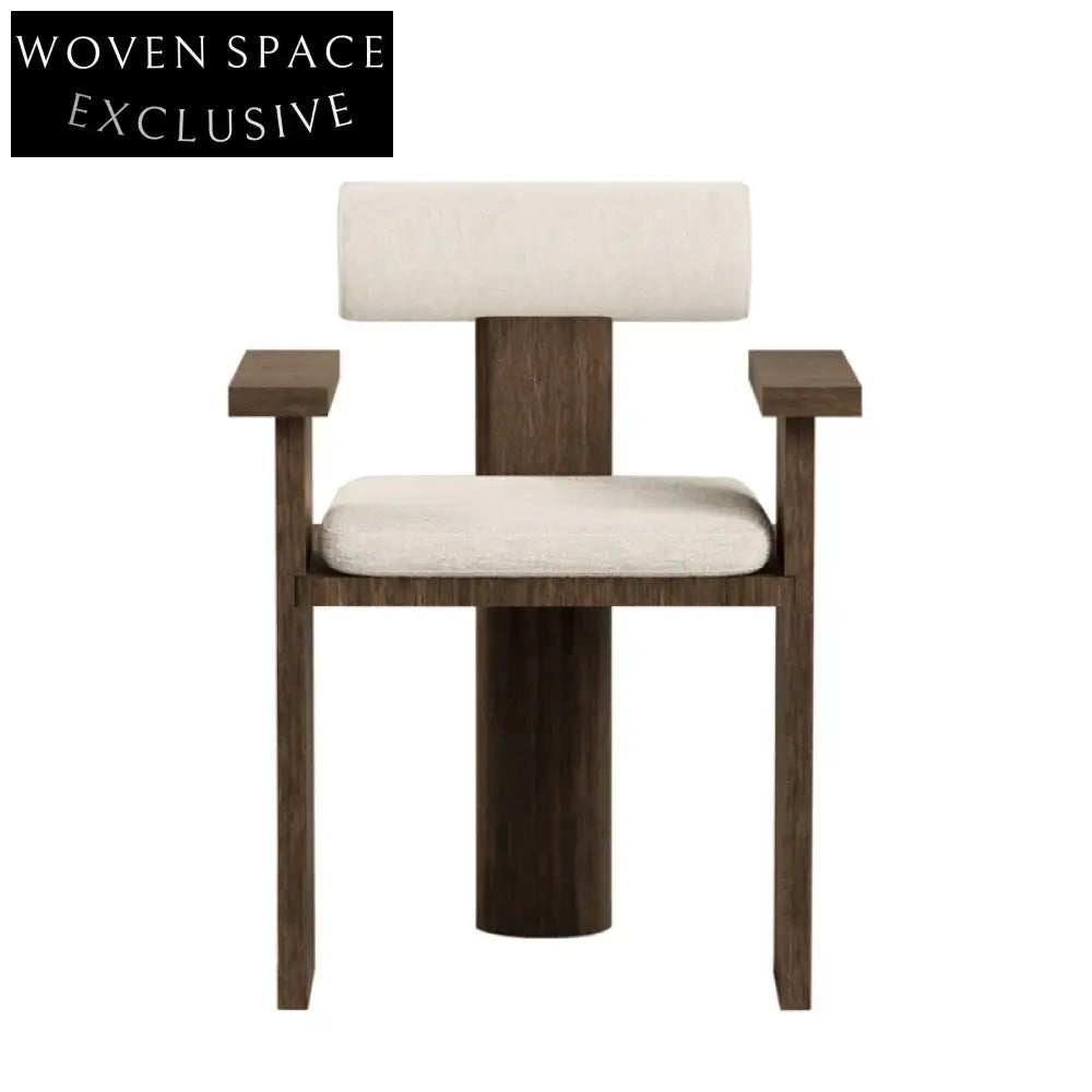 Modern Nordic Luxurious Boucle Upholstered Wooden Dining Accent Chair