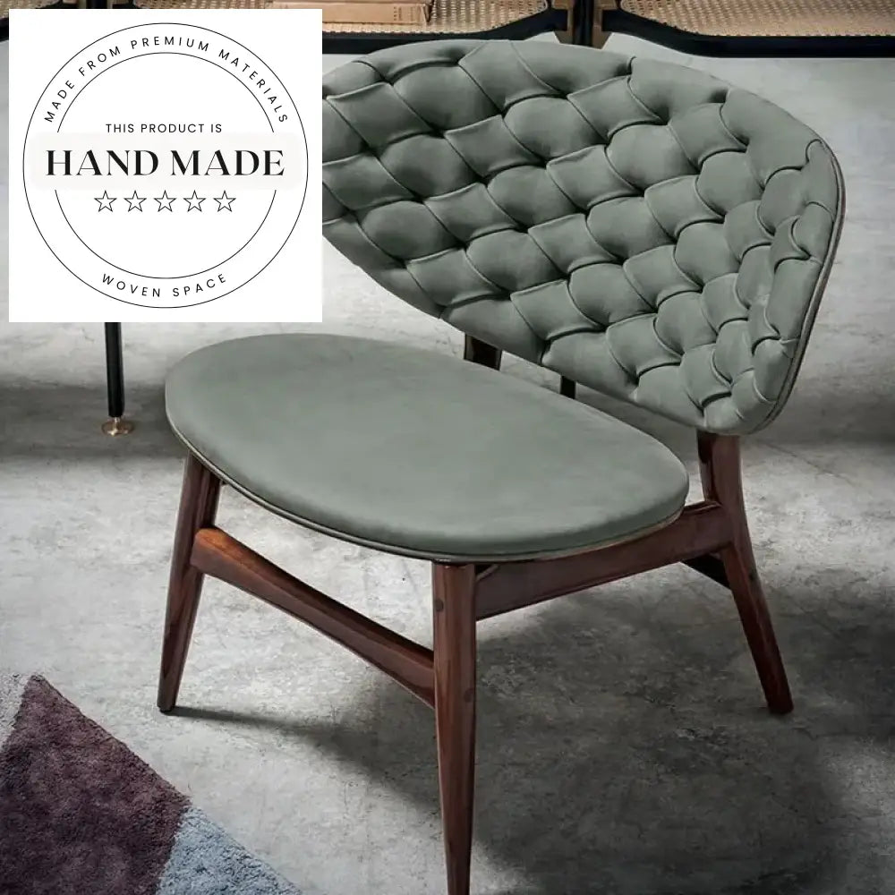 Modern Nordic Luxury Leather Upholstered Solid Wood Frame Japandi Lounge Chair