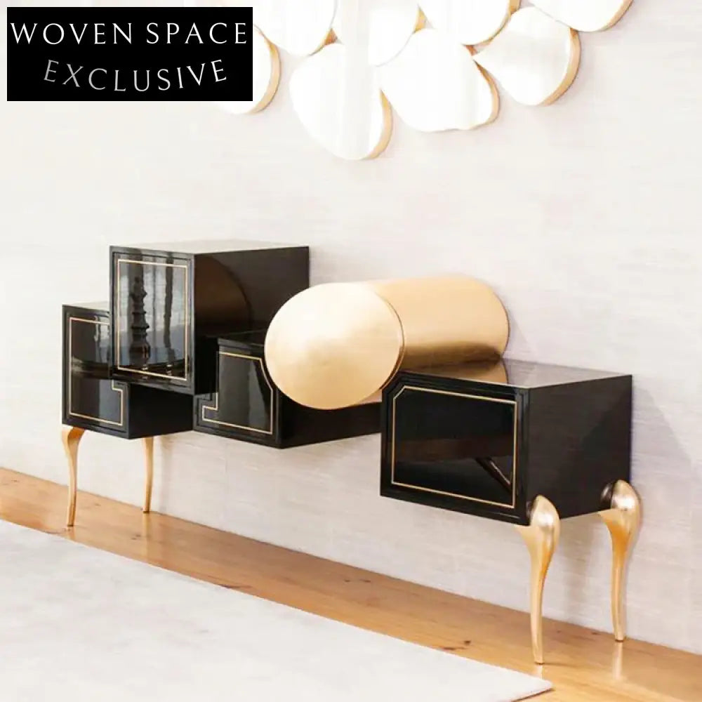 Modern Nordic Luxury Storage Cabinet with Stainless Steel Base for Living Room