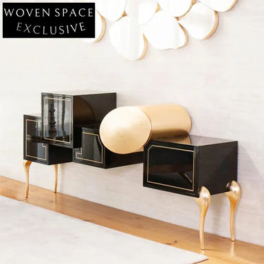 Modern Nordic Luxury Storage Cabinet with Stainless Steel Base for Living Room