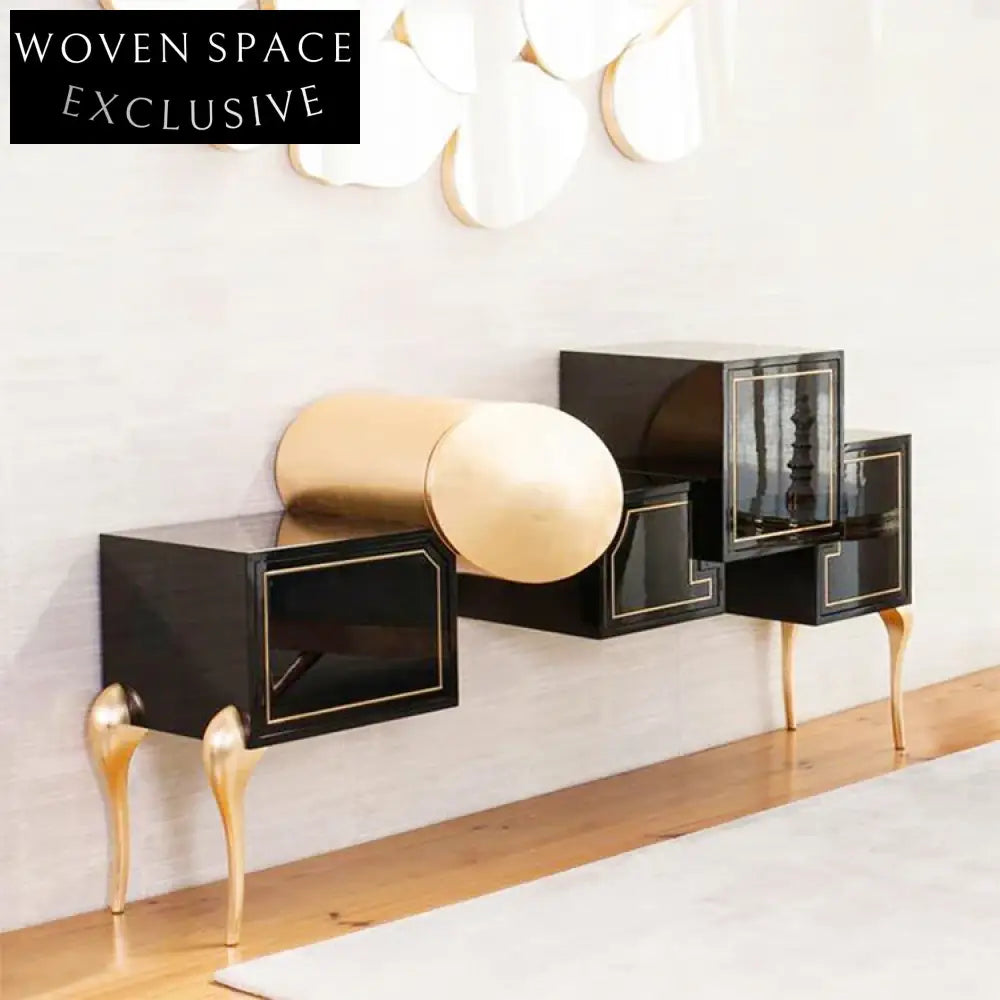 Modern Nordic Luxury Storage Cabinet with Stainless Steel Base for Living Room