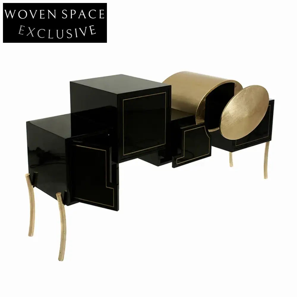 Modern Nordic Luxury Storage Cabinet with Stainless Steel Base for Living Room
