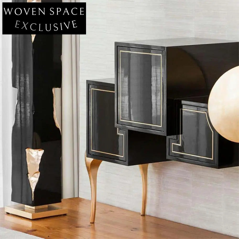 Modern Nordic Luxury Storage Cabinet with Stainless Steel Base for Living Room