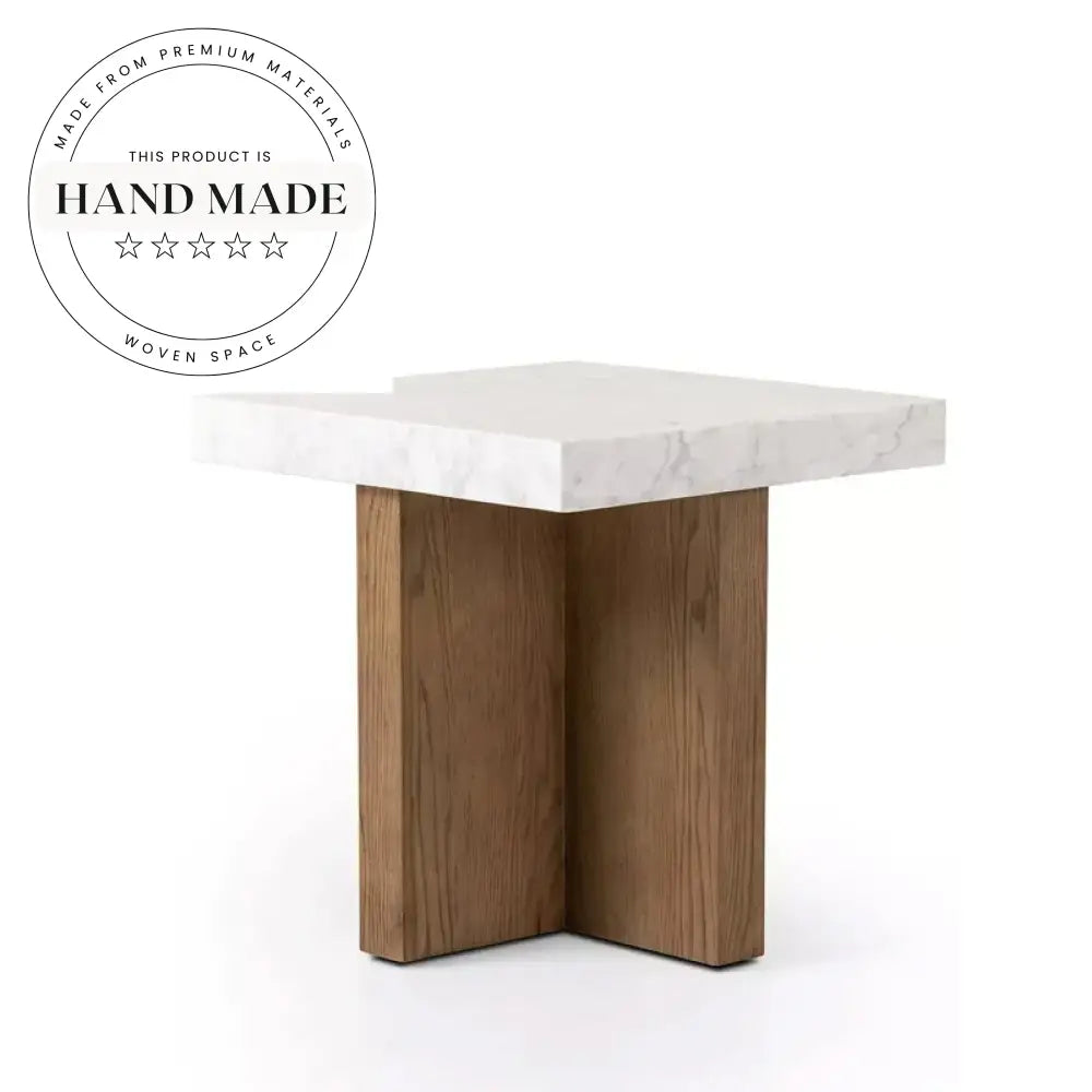 Modern Nordic Marble Top Solid Wood Square Coffee Table
