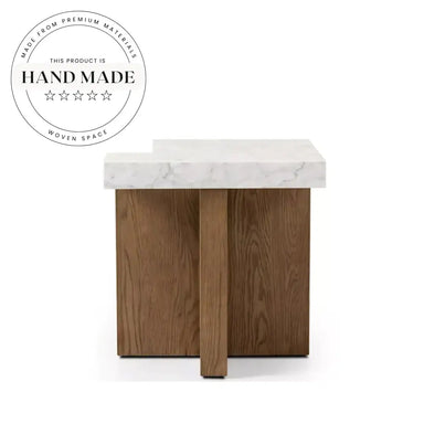 Modern Nordic Marble Top Solid Wood Square Coffee Table