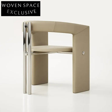 Modern Nordic Metal Dining Chair with Curved Backrest, Versatile Leisure Chair