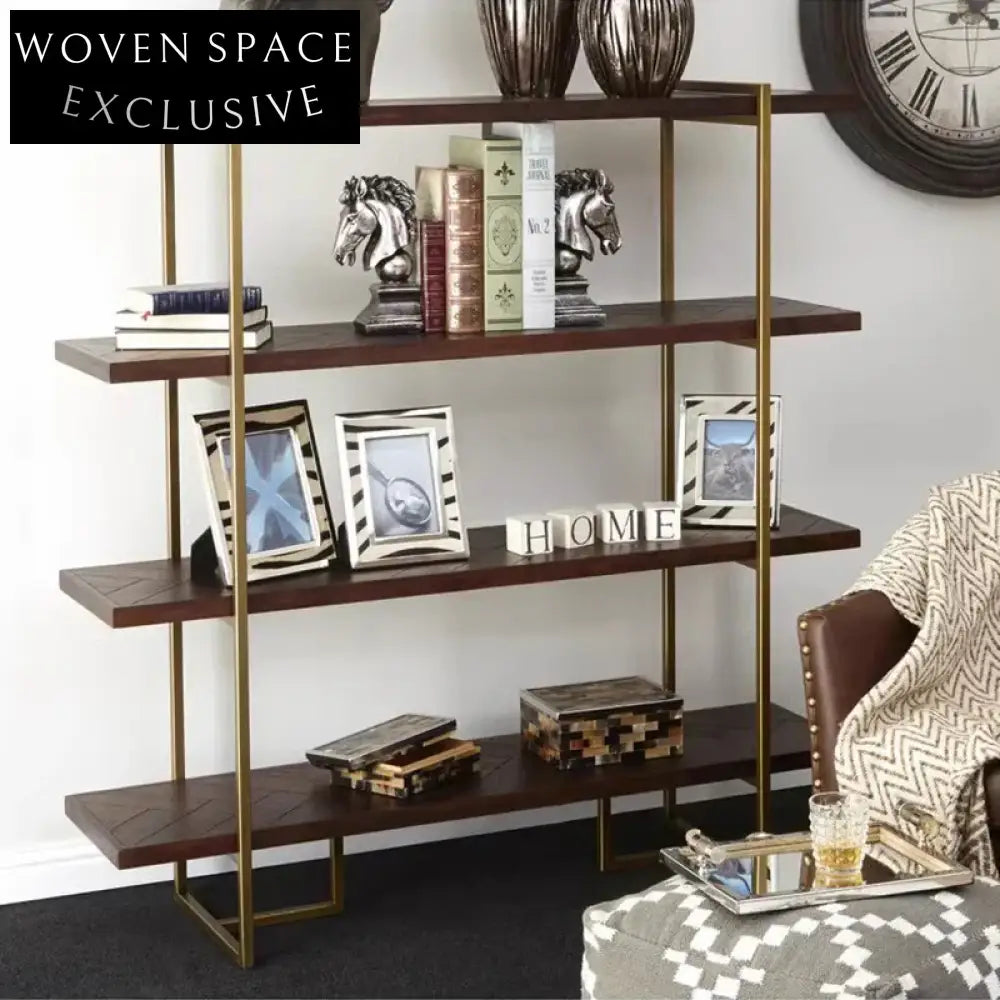 Modern Nordic Metal Frame Floor Bookcase Standing Storage Cabinet for Home Decor