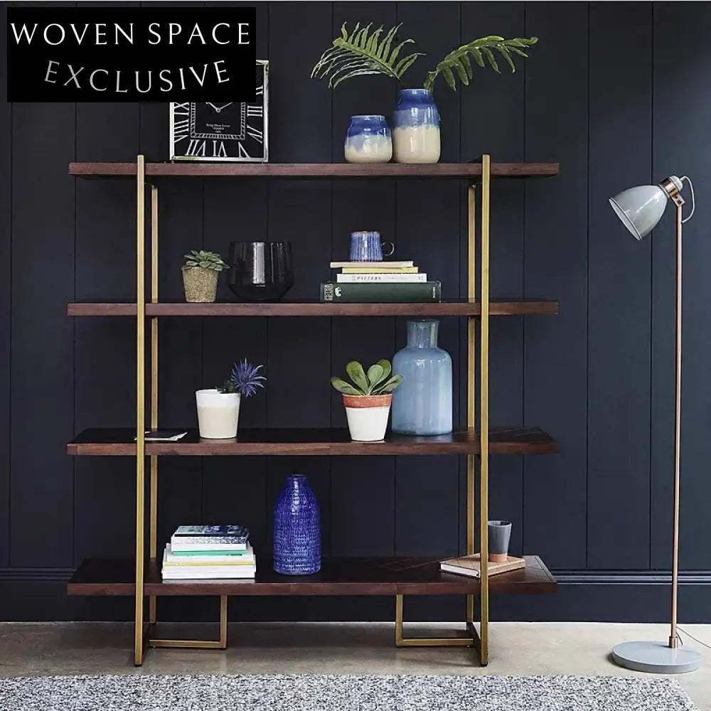 Modern Nordic Metal Frame Floor Bookcase Standing Storage Cabinet for Home Decor