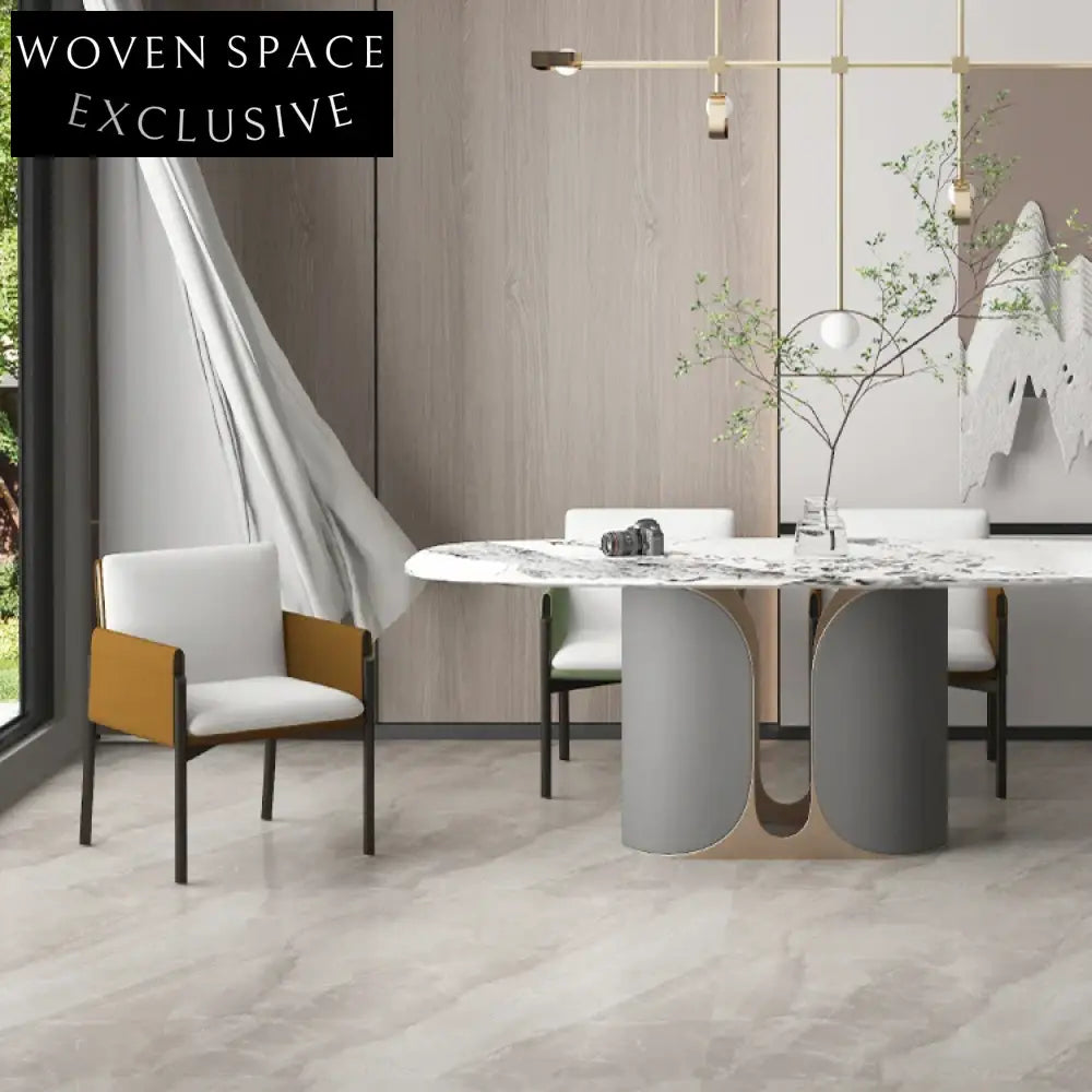 Modern Nordic Minimalist Dining Chair with Leather Cushion and Steel Frame